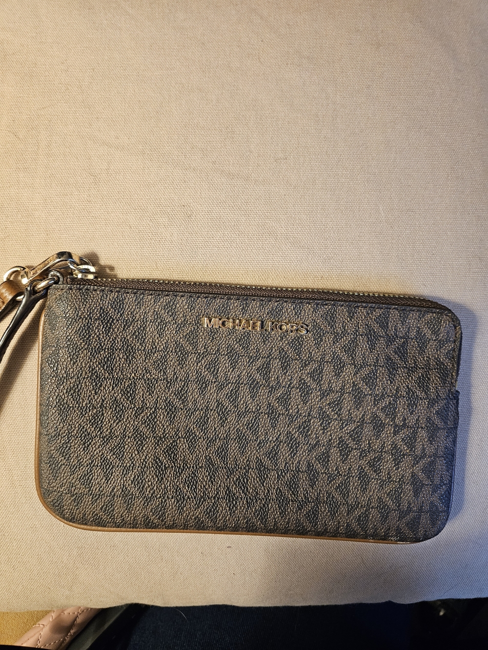 Michael Kors Brown MK Signature Zip Wristlet